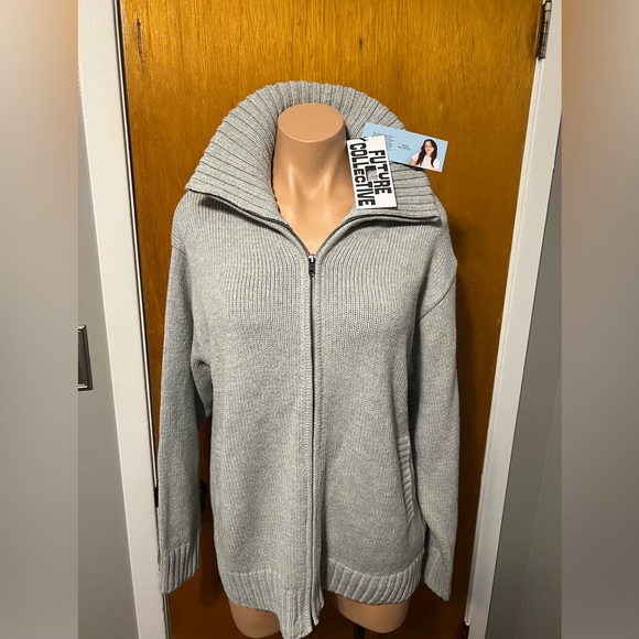 NWT Future Collective Reese BluntStein Zip-Up Cardigan Sweater - Picture 1 of 9